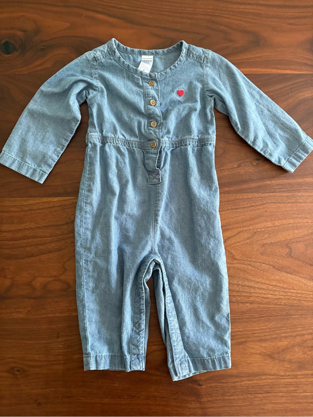 Carter’s Baby Girl Heart Chambray Denim Jumpsuit